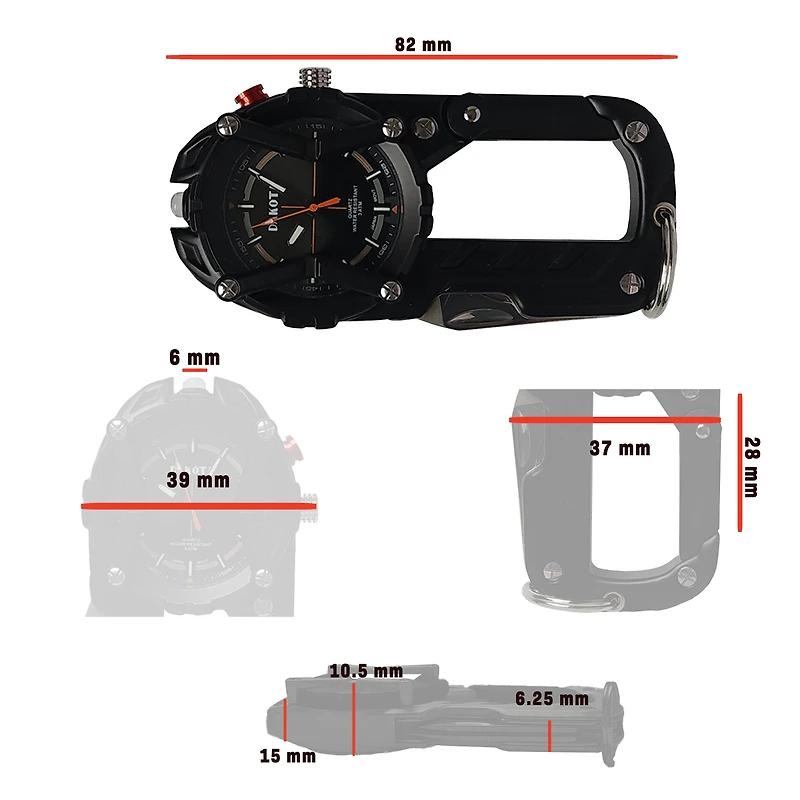 Multitool Clip - Black with Red Dial Accents