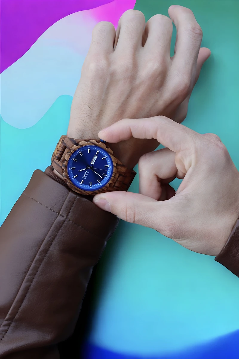 Day/Date Wood - Zebrawood/Ebonywood Case/Band Black Dial