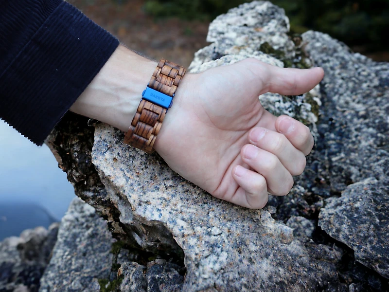 Day/Date Wood - Zebrawood Case/Band Red Sunray Dial