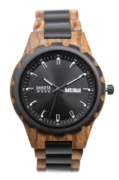Day/Date Wood - Zebrawood/Ebonywood Case/Band Black Dial