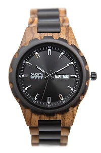 Day/Date Wood - Zebrawood/Ebonywood Case/Band Black Dial