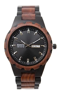 Day/Date Wood - Ebonywood/Red Sandalwood Case/Band Black Dial