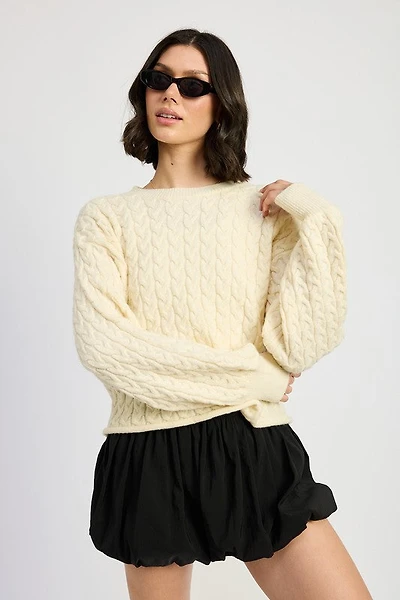 Cable Knit Cropped Sweater For Women