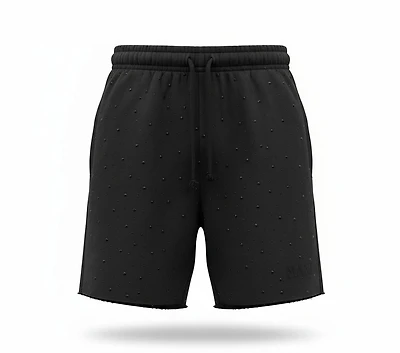 MANI Covered Rhinestone Sweat Shorts "Jet Black"
