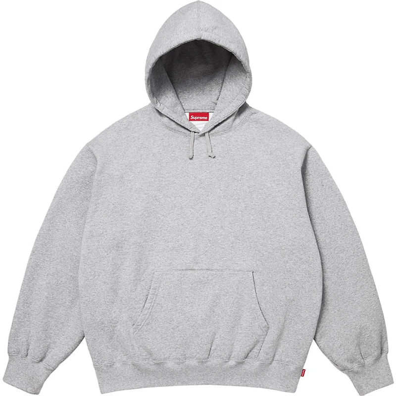 Supreme Satin Applique Hooded Sweatshirt (SS26) Heather Grey