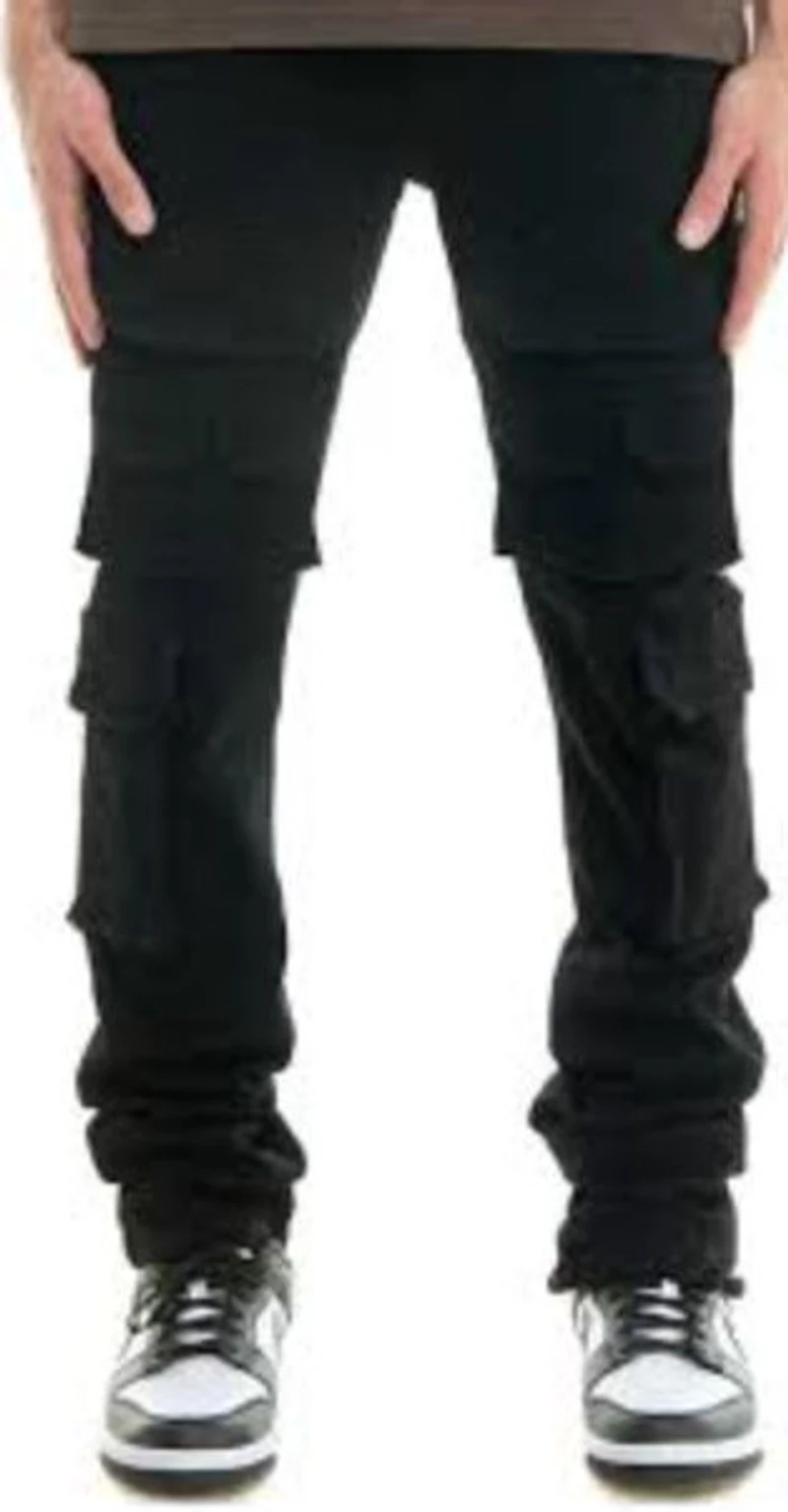 KDNK JEANS KND4799 JET BLACK CARGO BAGGY