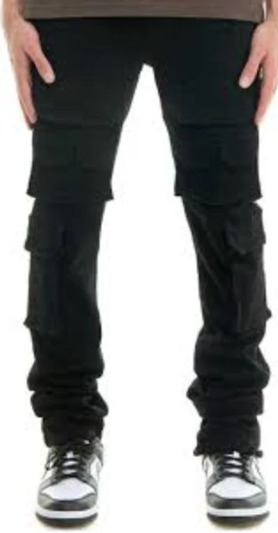 KDNK JEANS KND4799 JET BLACK CARGO BAGGY