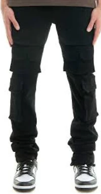 KDNK JEANS KND4799 JET BLACK CARGO BAGGY