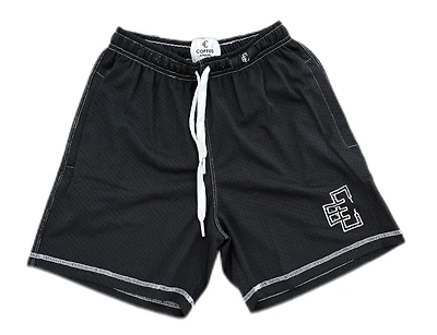 Copped Contrast Mesh Shorts "Black"