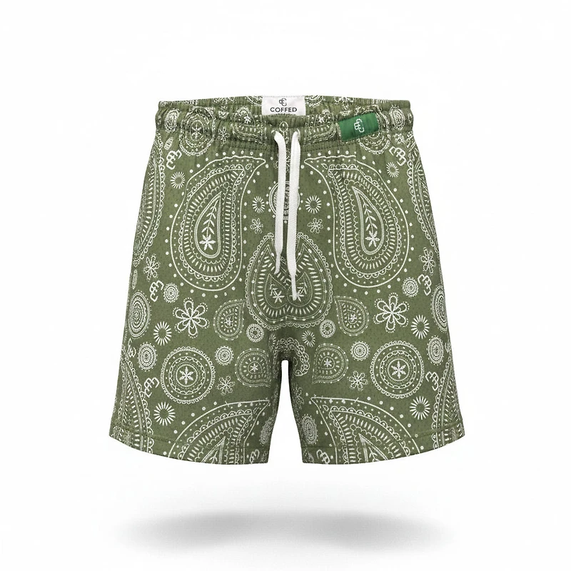 Copped Shorts Paisley Olive