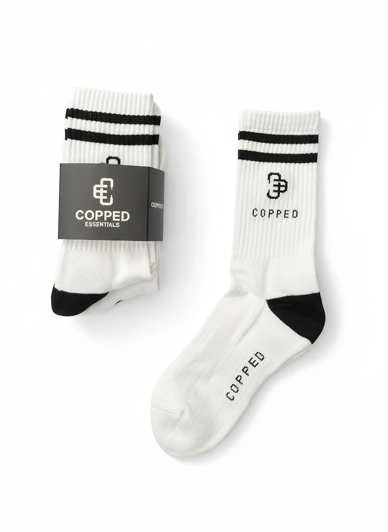 Copped White / Black Mid Socks 3-Pack