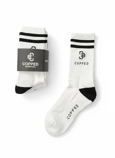 Copped White / Black Mid Socks 3-Pack