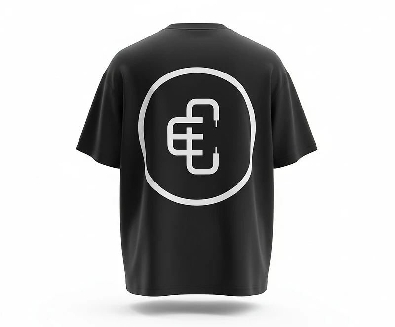 Copped Seamless Tee Single Layer Black White Logo