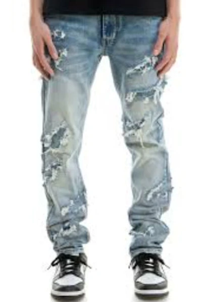 KDNK JEANS KND4795 BLUE PATCHED JEANS