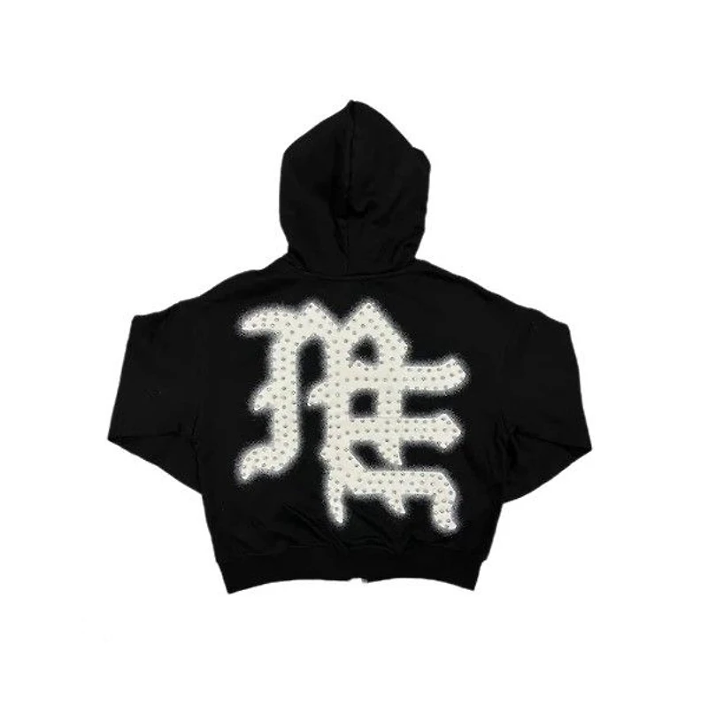 Mixed Emotions Black End Rhinestone Hoodie
