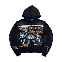 Mixed Emotions Broken Wings Black Zip Hoodie