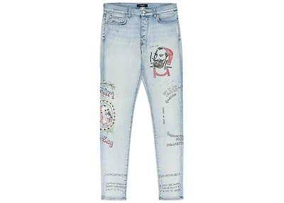 Amiri Indigo Zig Zag Skinny Jeans