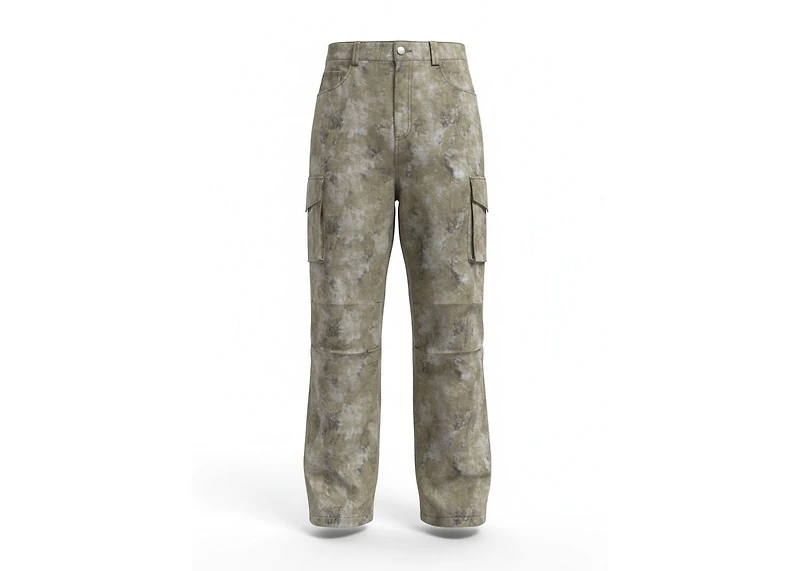 Baggy Dual Tone Sueded Cargo Pants Olive