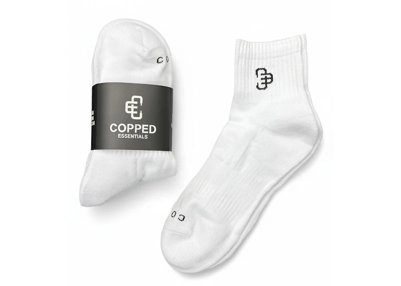 Copped White / Black Ankle Socks (4 Pack)