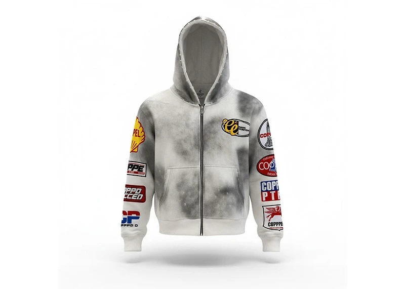COPPED Motor Sports Zip-Up Hoodie White