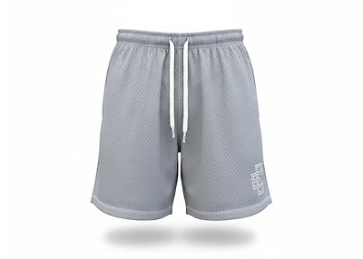 Copped Contrast Mesh Shorts "Grey"