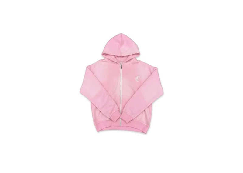 Copped Lightweight Zip-Up Hoodie Light Pink