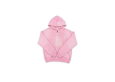 Copped Lightweight Zip-Up Hoodie Light Pink