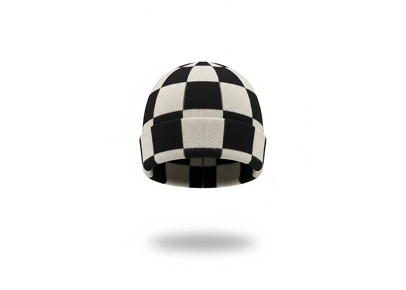 oMA Studios Checkered Mohair Skull Cap Black/Cream