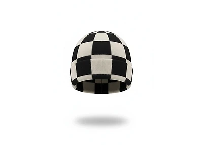 oMA Studios Checkered Mohair Skull Cap /Cream