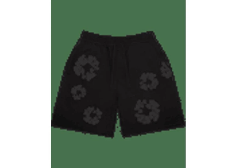 Denim Tears Faded Mono Cotton Wreath Sweatshorts Black