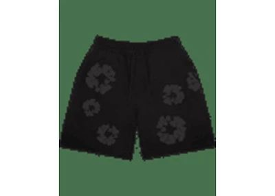Denim Tears Faded Mono Cotton Wreath Sweatshorts Black