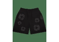 Denim Tears Faded Mono Cotton Wreath Sweatshorts Black