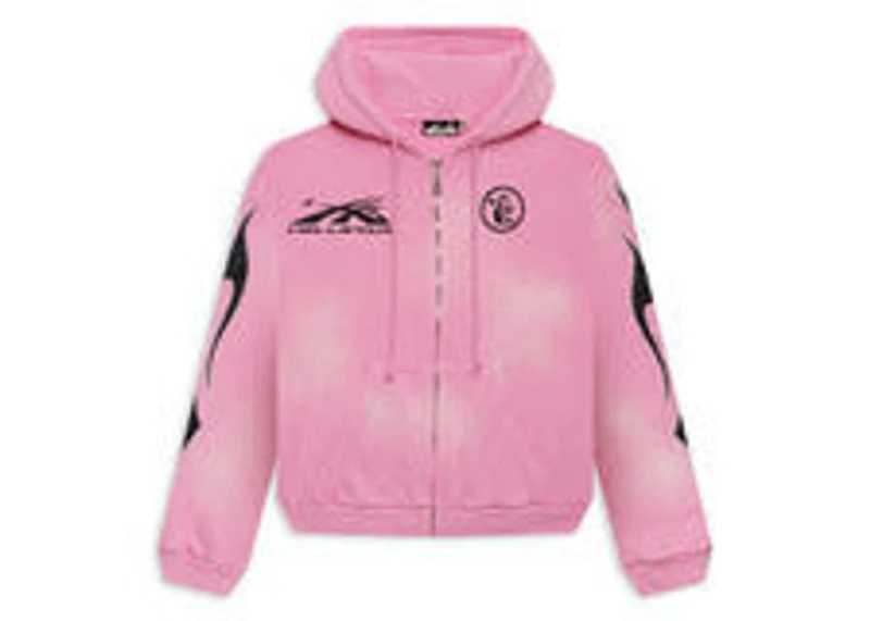 Hellstar Sports Pink Flame Zip Up Hoodie