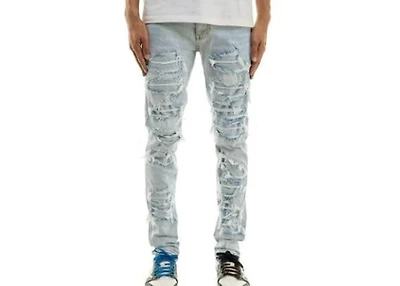 KDNK JEANS KND4577 LT BLUE RIP & REPAIR