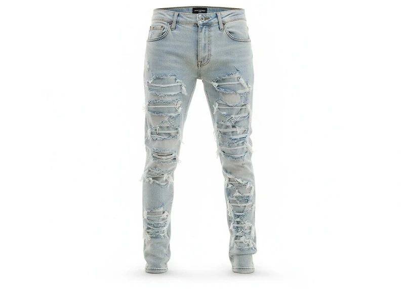 KDNK JEANS KND4577 LT BLUE RIP & REPAIR