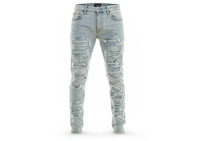 KDNK JEANS KND4577 LT BLUE RIP & REPAIR