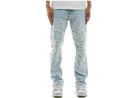 KDNK JEANS KND4712 LT BLUE SPIDER WEB SLIM JEANS