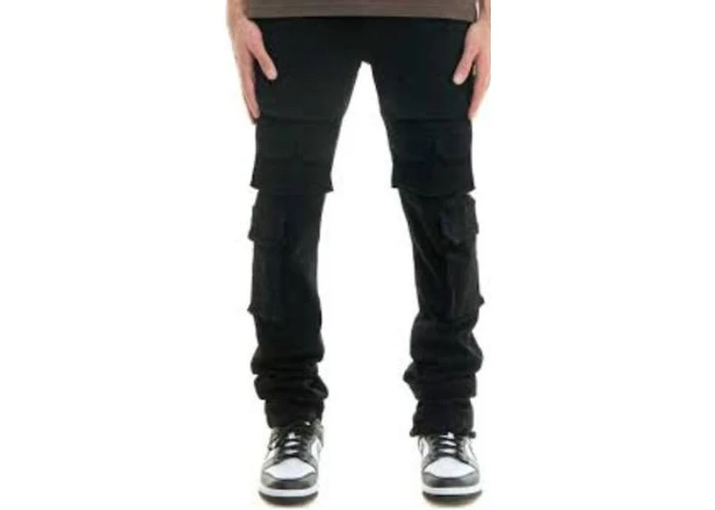 KDNK JEANS KND4799 JET BLACK CARGO BAGGY