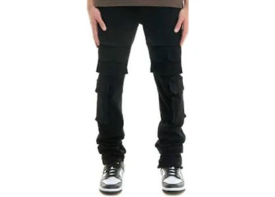 KDNK JEANS KND4799 JET BLACK CARGO BAGGY