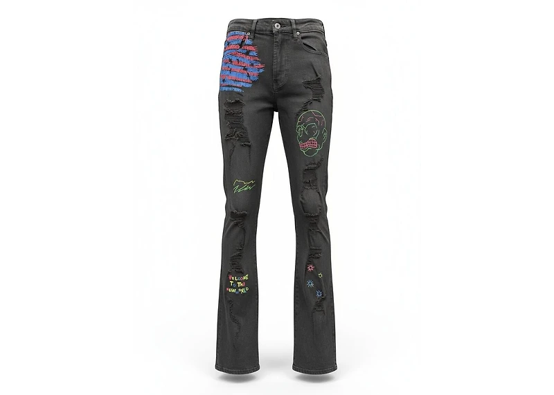KDNK Jeans KND4838-JET BLACK Doodling