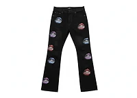 KNB3444 BLACK - LIP PRINT PANTS