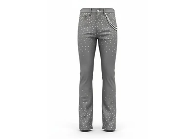 KNB3463-BLACK RHINESTONE WAX PANTS