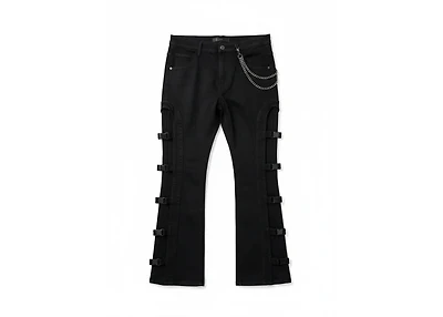 KNB3465 BLACK - BUCKLE PANTS