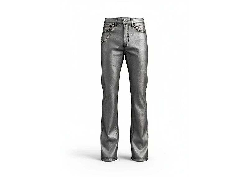 KNB3469-BLACK FOIL-WAXED PANTS