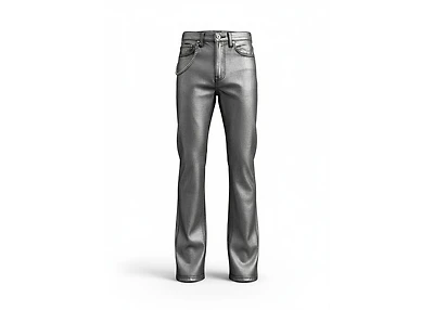 KNB3469-BLACK FOIL-WAXED PANTS