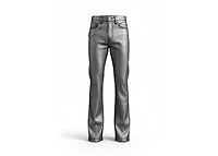 KNB3469-BLACK FOIL-WAXED PANTS