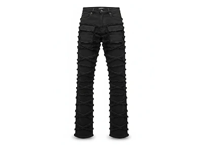 KND4737-JET BLACK DISTRESSED POCKET JEANS