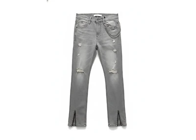 KND4847 GREY - DOUBLE ZIPPER JEANS