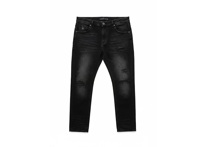 KND4881 BLACK - RIP & REPAIR JEANS