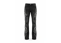 KND4887-BLACK TRIBAL RHINESTONE JEANS